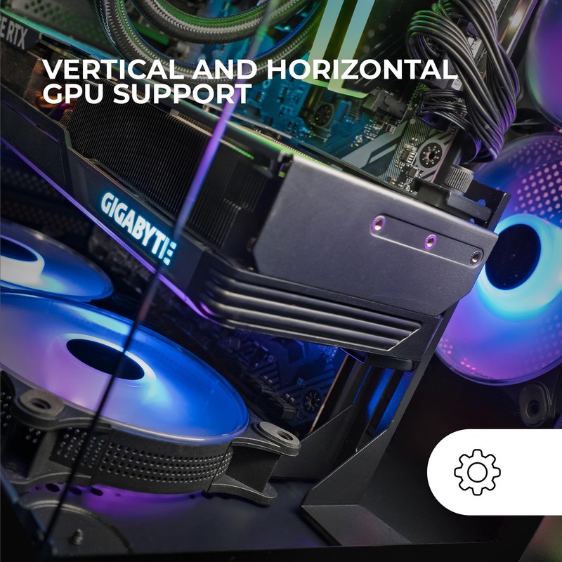 Mars Gaming MCA-GCBPRO GPU Mount, Vertical and Horizontal GPU Support,