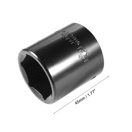 sourcing map 1/2-Inch by 1-1/8 Inch 6-Point Impact Socket, CR-V Steel, Shallow SAE Sizes
