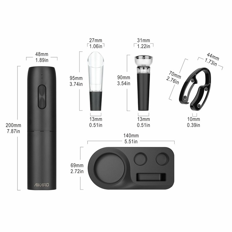 AIKARO - Cavatappi Elettrico Apribottiglie Elettronica Automatico per Vino, Ricaricabile