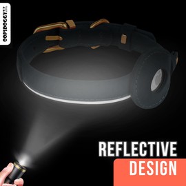 OOPSDOGGY Rolled Leather Dog Collar with Airtag Holder - Reflective Round Airtag Dog Collar - Soft Tracking Pet Collar for Small Dogs Puppy Cats Kitten (Denim, XXL, 20"-24")