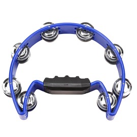 Soulmate Tambourine Metal Jingles Hand Held Percussion Half-Moon Tambourine for Kids Adult Musical Instrument Gift Single Row Tambourines for KTV, Party (Blue Tamboruine)