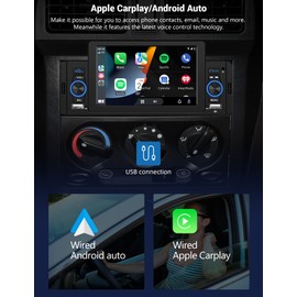 Single Din Car Stereo with Apple Carplay Android Auto, METEESER 5 Inch Touch Screen Car Radio Bluetooth 5.1 Audio with Backup Camera Siri Voice Control Fast Charging SWC External Mic Remote Control
