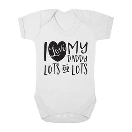 Shopagift I Love My Daddy Lots and Lots Cute Boys and Girls Baby Vest Bodysuit (White, 0-3 Months)