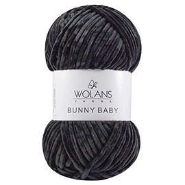 Wolans Bunny Baby Chenile Style Yarn Wool 72 Colours Available 100g Balls (Black Col 10)