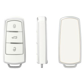 OFFCURVE Car Key Cover Car Key Case Key Fob Cover Car Key Protector 3 Buttons Compatible with VW Volkswagen CC Passat B6 B7 3C CC GTI Alltrack Variant Magotan B5 Cady Golf Polo Sharan (White Silver)