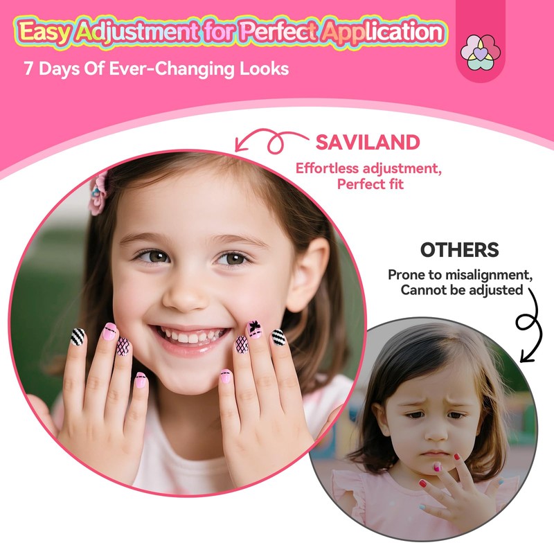 SAVILAND Children's Press On Nails - 7 Pack Children's Nails
