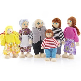 6 Pieces Dollhouse Family Figures, Wooden Dollhouse Family Set, Dollhouse Toy Set, Mini Doll Family, Kids Dolls, Miniature Dollhouse Toys