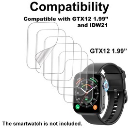 smaate Compatible with Fitpolo ENOMIR Tensky Veryfit GTX12 1.99”, Soft Smart Watch Screen Protector, TPU, 6-pack, Full Coverage, Bubble Self-healing