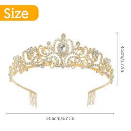 alwaiiz Women's Wedding Tiara with Comb Crystal Crown Rhinestone Crown for Weddings, Proms and Birthday Parties, Alloy, No Gemstone