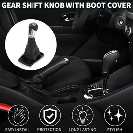 TUCKBOLD 6 Speed Manual Gear Shifter Knob with Cover for Volkswagen Jetta Bora | Automotive Gearbox Stick Shifter Lever Knob Black Plastic Faux Leather 1 Pcs