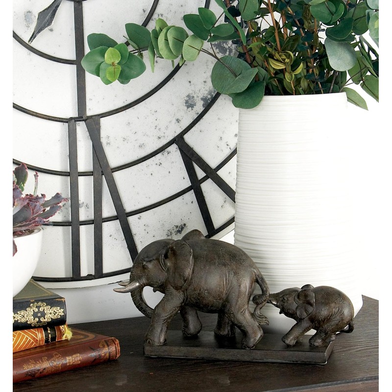 Deco 79 Polystone Elephant Decorative Sculpture Home Decor Statue, Accent