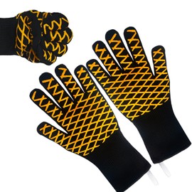 3 Pcs Heat Resistant Oven Gloves BBQ Grilling Gloves Grill 1472°F Heat Resistant Cooking Non Slip Silicone Oven Mitts with Fingers for Kitchen Cooking Baking Handling Hot Food Supplies