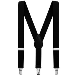 Moulen 1 Inch Durable Suspenders for 8Y-10Y Kids Boys Girls, Black, 30 Inch
