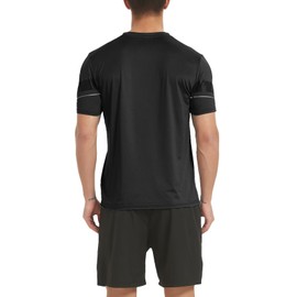 Sillictor Men's Jersey Top and Bottom Set, Sports T-shirt, Half Pants, Training Wear, Top and Bottom Set, Active Setup, Breathable, Quick Drying, UV Protection, Black, M