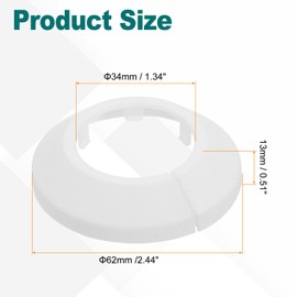uxcell Escutcheon Plate, 1Pcs 34mm - Fit 1.31" Outer Diameter Split Pipe Flange Water Pipe Cover Collar Decoration, PP Plastic Plumbing Cover Plates (White)