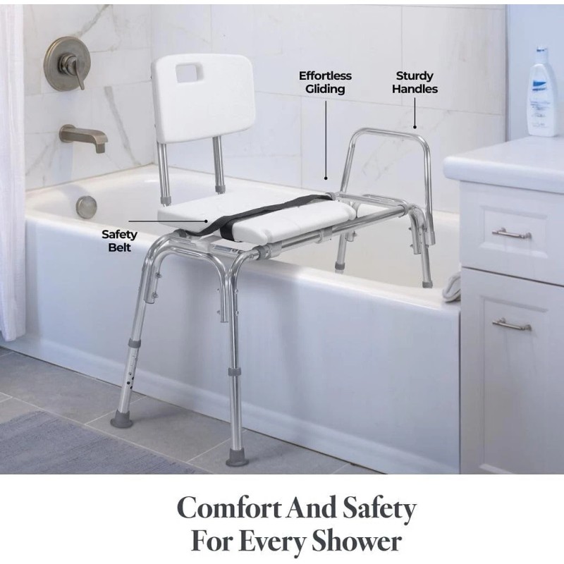 Medical King Sliding Shower Transfer Bench, Adjustable Height, Holds Up