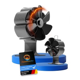 FlammenEcho Fireplace Fan, Gentle Heat Distribution Without Noticeable Draughts, Stove Fan for Steel and Cast Ovens, Whisper Quiet <25 dB, 100% Powerless from 70 °C