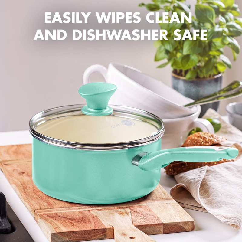 GreenPan Rio Healthy Ceramic Nonstick 2QT Saucepan with Lid, PFAS-Free,