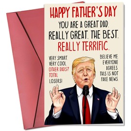 Pawzity Funny Fathers Day Card - Happy Father's Day Cards for Dad from Daughter, Son, Kids, Toddler - Funny Fathers Days Cards for Dad, Daddy - Single 5.3''x 8'' Folded Card with Red Envelope