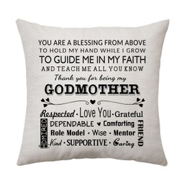 Aconesong Godmother Gifts Cushion Cover Throw Pillow Cover Gifts for Godmother Birthday Christmas Thank You Godmother Gifts Cushion Case Best Godmother Ever Gift Decoration 45 x 45 cm (Godmother)