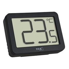 TFA Dostmann Digital Thermometer, 30.1065.01, Indoor Temperature Control, Max. Min. Values, Small, Black