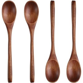 MIUPOO Long handle Wooden Spoon for Mixing Coffee Tea Jam and Bath Salt in Kitchen, Environmentally Friendly Table Spoon, 8.6 Inches.