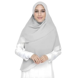 Lina & Lily Women's Chiffon Hijab Head Scarf Wrap HUGE SIZE SQUARE 58'' by 58'' (Silver)
