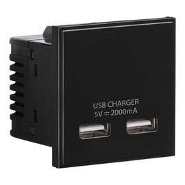 Knightsbridge NETUSBBK Dual USB Charger Module, Black, 2 A, 50 mm x 50 mm