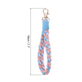PATIKIL Boho Macrame Keychain, Handmade Wristlet Bracelet Keychain Keyring Holder Key Wrist Lanyard for Women Girls, Pink Blue White