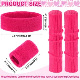 NebulaGlam 80s Outfit Women's Bum Bag Neon 90s 80s Outfit Women's Set with Bum Bag Women's Headband, Leg Warmers, Earrings, Gloves for Costume Party Carnival, Rose Red