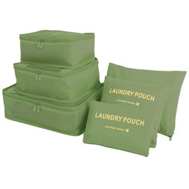 WOWTOY 6PCS Packing Cubes for Travel Luggage Organiser Bag Compression Pouches Clothes Suitcase, Packing Organizers Storage Bags for Travel Accessories, Green