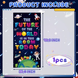 Back to School Door Cover Space Party Door Banner Decor Galaxy Theme Decorations for School Classroom Supplies