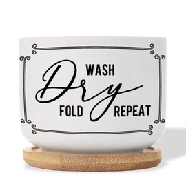 DecStic Wash Dry Repeat Ceramic Planter Bible Verse Planters for Indoor Plants with Drainage Holes and Saucers Pot for Outdoor Garden Home Plant