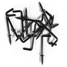 IDEALSV 2 Inch 1 Shape Screw Hooks L Shape Hooks 7 Shape Hooks Black (20 Pack)