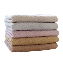 Senshu Towel, Minimalist Bath Towel, Organic Cotton, Set of 5, Thin, Quick Drying, Made in Japan, Sensitive Skin, Kids, Storage, No Bulk, Easy to Dry Compact Bath Towel, Long Face Towel, 5,5 Color Set