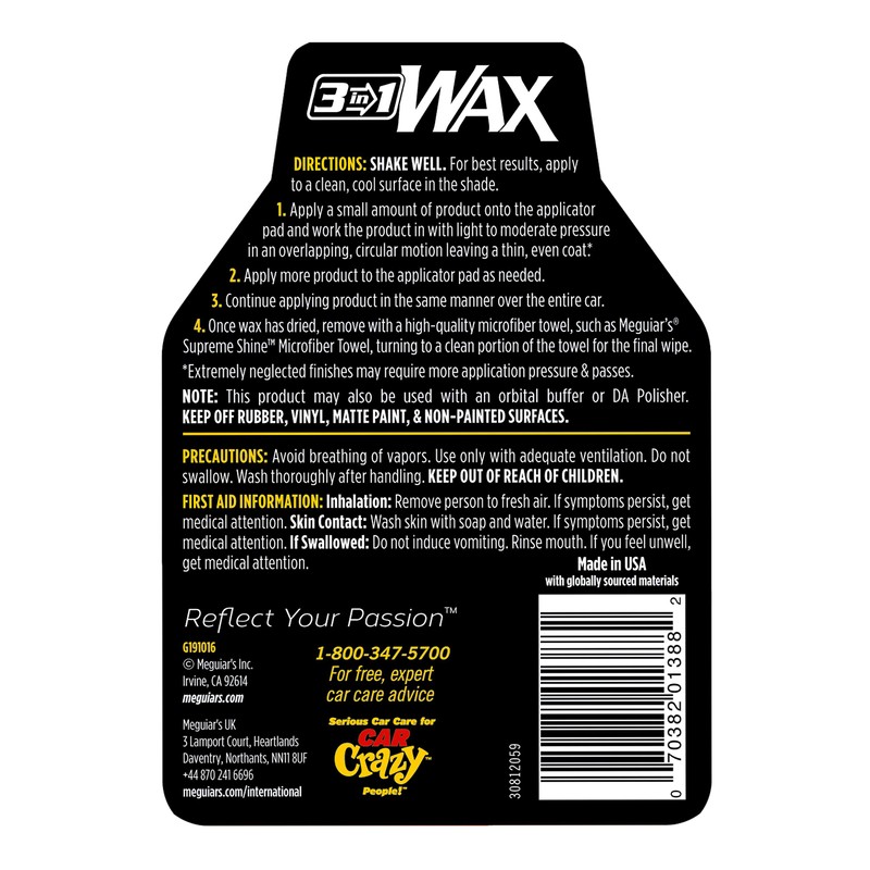 Meguiar's 3 In 1 Wax - Advanced Cleaner Wax that