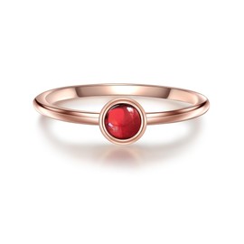 Glanzstücke München Women's Ring Sterling Silver 925 Rose Gold-Plated with Red Garnet Gemstone Ring Garnet Ring Rose Gold Colours, Silver, Garnet