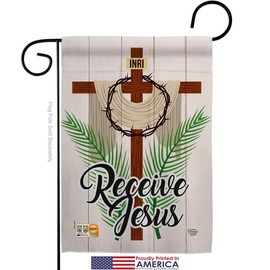 King of The Jews Garden Flag Set Wood Dowel Religious Faith Hope Grace Peace Dove Christian Religion Easter Small Decorative Gift Yard House Banner Made In USA 13 X 18.5