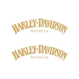 Motorcycle Classic Logo Harley Design Vinyl Decal #2 (Right and Left) Piece Moto HD Club 2.5"x8" (Gold)