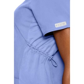 Med Couture Maternity V-Neck Scrub Top, 2 Pockets, Stretchy Side Panels with a Flattering Fit for Pregnant Ladies Plus Size - MC628, 2XL, Ciel