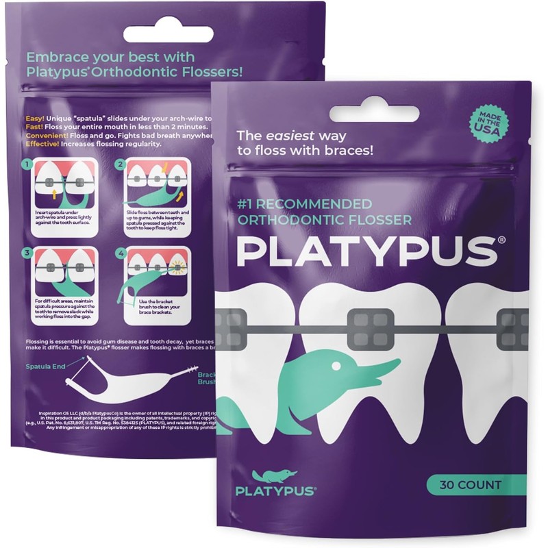 Platypus Ortho Flosser for Braces 30/pack (3 Packs = 90