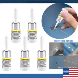 Gearzaar 5Pack Auto Glass Nano Repair Fluid Car Windshield Resin Crack Tool Kit Crack Oph