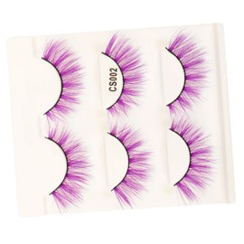 PACKOVE 3 Pairs Multi Color Fake Eyelashes Dense Eyelash Extensions Lightweight Comfortable Eye Makeup for Women