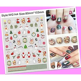Christmas Santa Snow Snowman Reindeer Bear Penguin 3D Nail Sticker Wg144 for Nails Design Nail Art Stickers Decals Supplies Manicure Tips Sticker Colorful for Nail Decorations