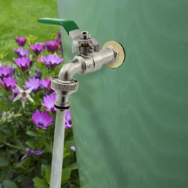 SHYNE SHYNE Premium 1/2 Zoll Regentonnendurchführung aus Messing + 2X Gummidichtungen für Wasserhahn, Zapfhahn an Fass, Regentonne, Tanks rostfrei (2er Pack)