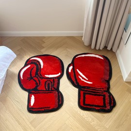 LAKEA Boxing Gloves Tufted Rugs Gym Rug Indoor Home Decoration Gifts Accent Round Tufting Soft Rug Room Decoration (30.3X21.3 inch （Both:Left and Right）)