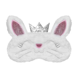VerteLife Eye Mask for Sleeping, Cute Rabbit Ears Eye Mask Fluff Funny Sleeping Mask Children Men Women Blindfold Sleeping Mask for Travel Nap Party (White Rabbit Ears)