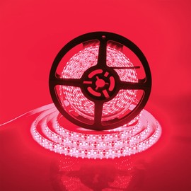 Red Waterproof 600 LEDs Strip Lights, SUPERNIGHT 12 Volt LED Light Strips 16.4FT LED Rope Lighting for Boat Bedroom Car TV Backlighting Christmas Party