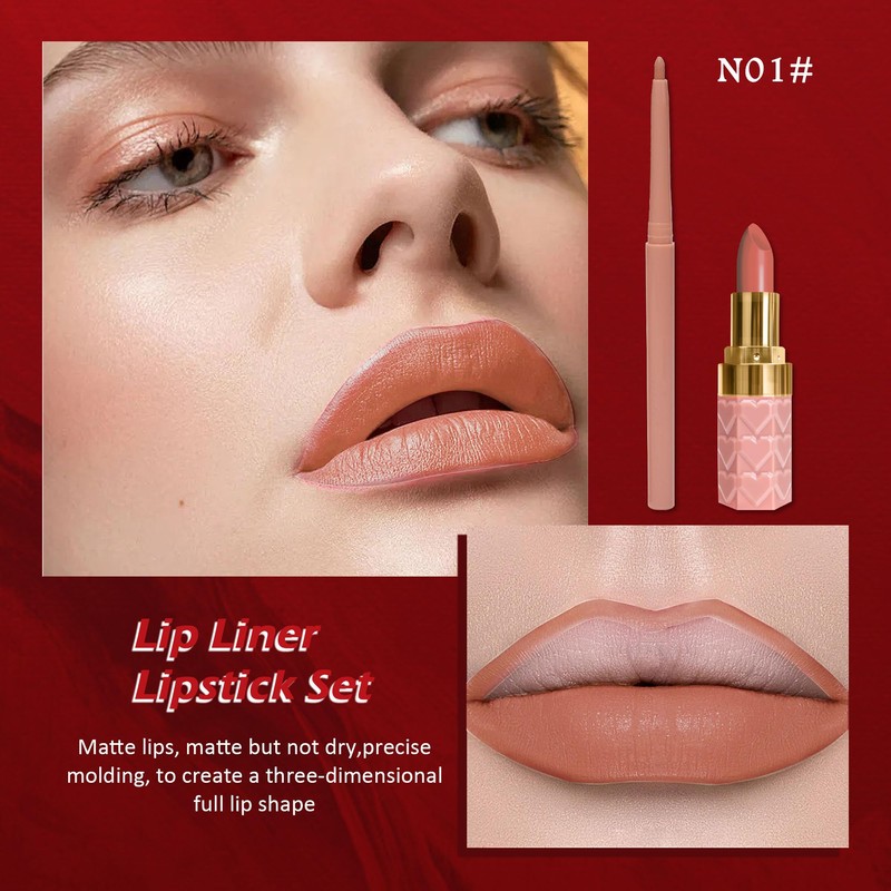 Velvet Matte Lipstick And Lip Liner Set-2Pcs Lip Stick with