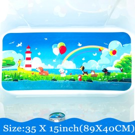 BEEHOMEE Non Slip Bath Mat for Tub,Cartoon Slip-Resistant Mat for Kids Bath Tub - Anti-Slip Bathtub Mat - Non-Slip Shower Floor Mat for Toddlers and Baby Bath Time (Lighthouse)